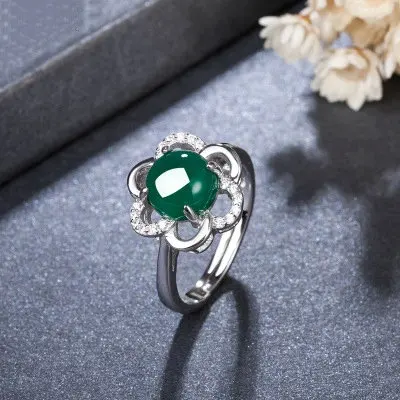 Funmor зеленый изумруд 925 пробы Серебряное кольцо ювелирные изделия для женщин леди