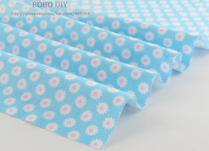 1 meter Flower printed Blue Cotton Twill Cloth Quilting fabric patchwork textile for sewing children bedding set 160cmx100cm | Дом и сад