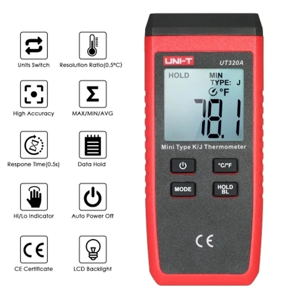 UNI T UT320D мини контактный термометр двухканальный K/J термопары Temp метр UT320A|Приборы