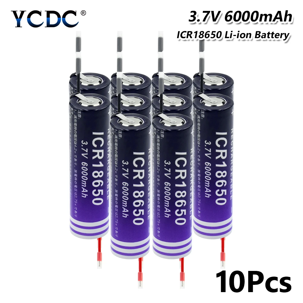 18650 6000mAh 3,7 V литий-ионный перезаряжаемый аккумулятор для электронных сигарет с высоким током разряда+ DIY Linie для светодиодный фонарик