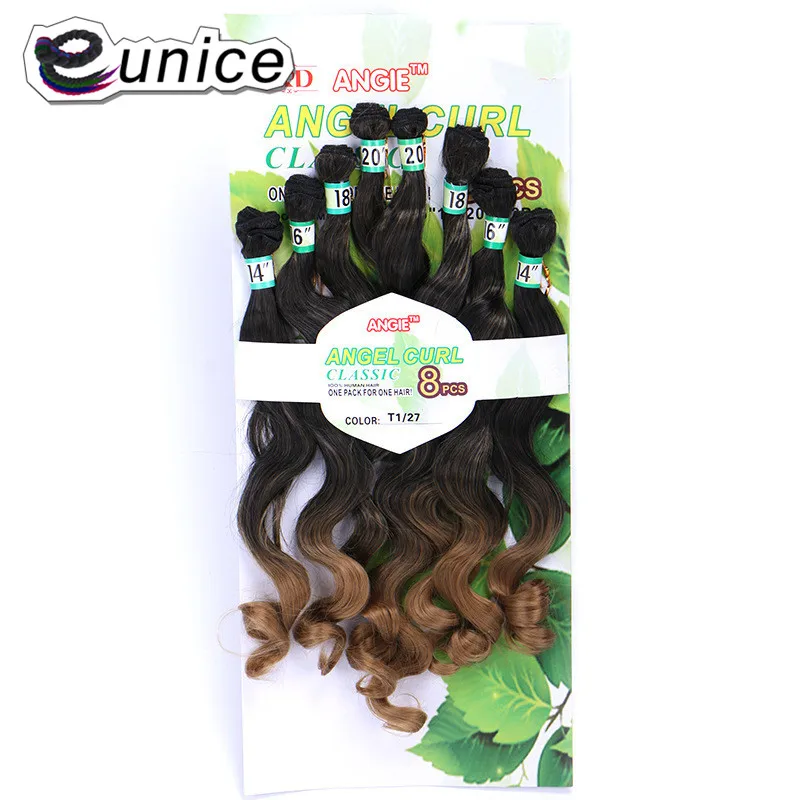 angle curl 1 27 Волосы евники свободная волна пряди эффектом деграде(переход от темного к синтетические волосы переплетения термостойкие, вшитые в тканное полотно, волосы для наращивания на заколках, 8 шт./упак.(1 пакет полный одна голова - Цвет: angle curl 1 27