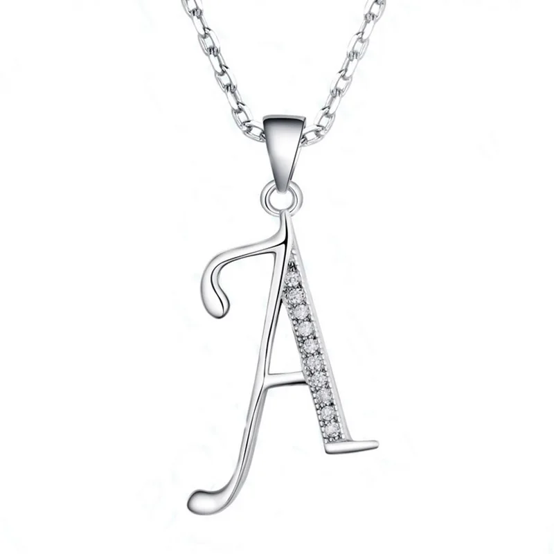 

Letter A-Z Classic Genuine 925 Sterling Silver Pendants Necklace For Women Cubic Zircon Chain Necklaces Fine Jewelry Party Gifts
