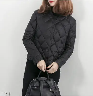 Black 90% белый утиный пух, зимняя куртка, ультра легкий пуховик для женщин, корейский стиль, тонкий, короткий, портативный, женский жакет, зимний пуховик - Цвет: Black