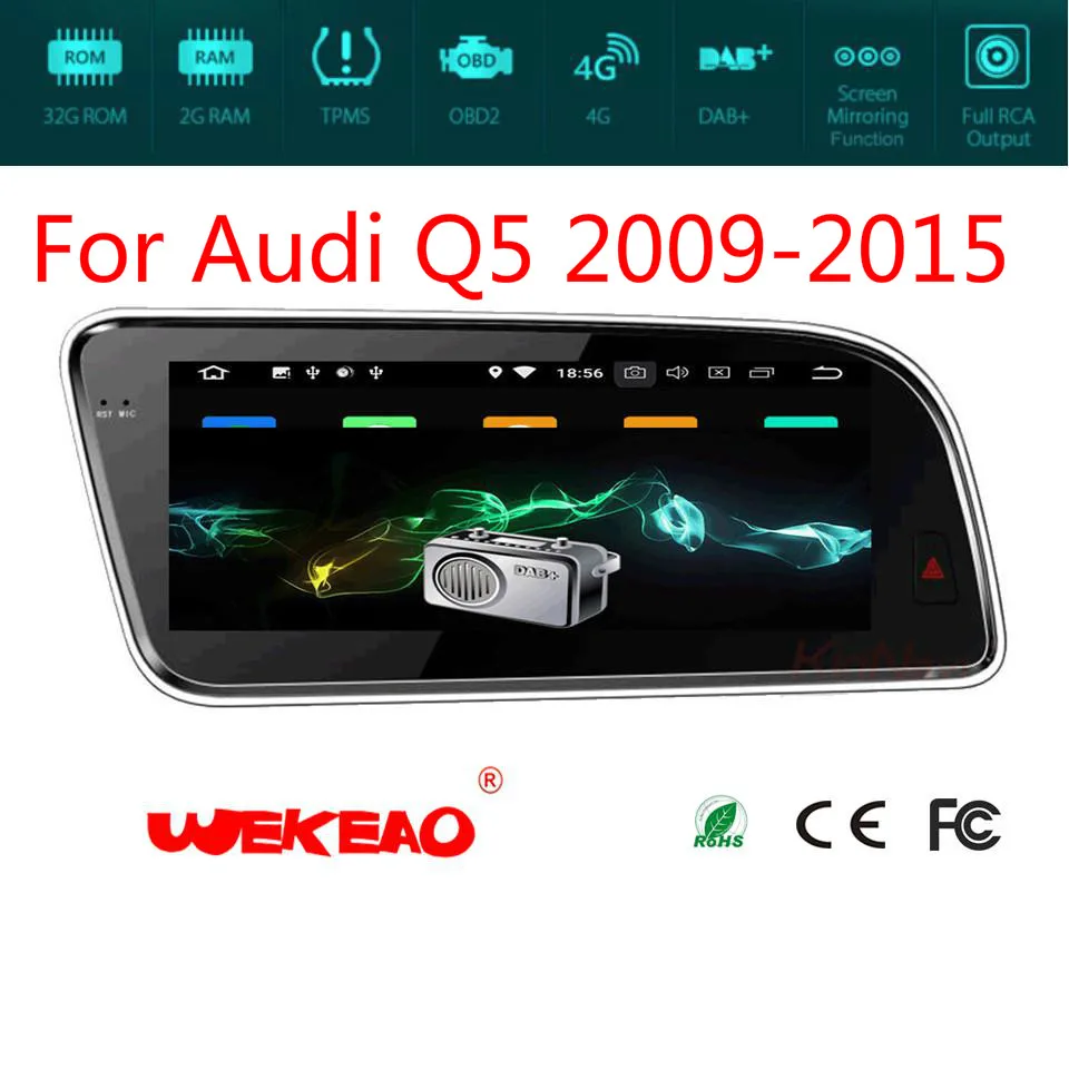 Wekeao 8 &quotCar Audio мультимедийный плеер для Audi Q5 2009-2017 авто радио gps Navi Стерео Bluetooth Android