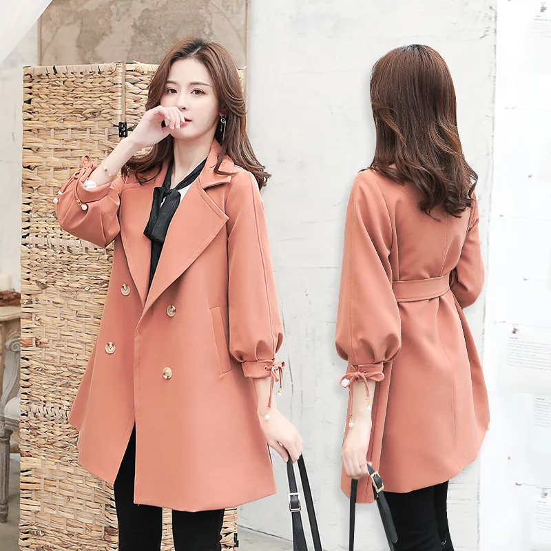 Элегантное длинное пальто для женщин английское двубортное с рукавом три