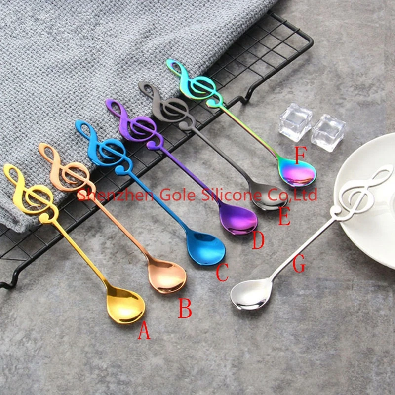 500pcs/lot Musical Note Coffee Spoons Stainless Steel Tea Stirring Set Sugar Ice Cream Mug Dessert Spoon Drink Tableware | Дом и сад