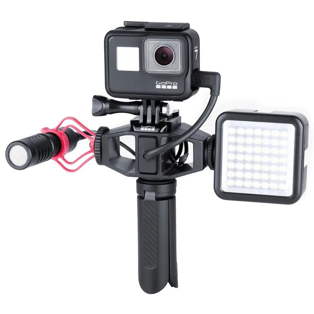 ULANZI GP-1 Gopro чехол Vlog штатив Стенд, 2 Холодный башмак крепление для микрофона светильник аксессуары для экшн-Камеры Gopro Hero 7 6 5