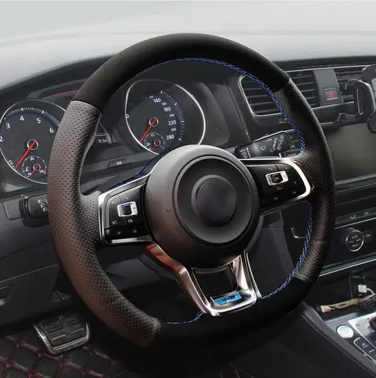 Ручной стежок черный замшевое рулевое колесо чехол для Volkswagen VW Golf 7 Mk7 новый поло