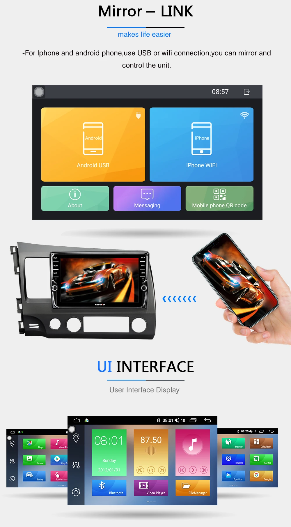 FUNROVER Octa 8 ядерный android 9,0 2 din автомобильный dvd для honda civic 2006-2011 Автомобильный Радио мультимедийный плеер gps навигация wifi DSP SIM