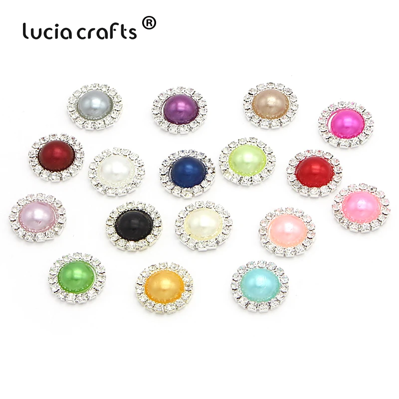 Lucia crafts 10 шт./лот 15 мм жемчужные стразы для свадебных торжеств, декорированная стразами кнопки приглашение на свадьбу Сделай Сам цветочные аксессуары для волос G0519