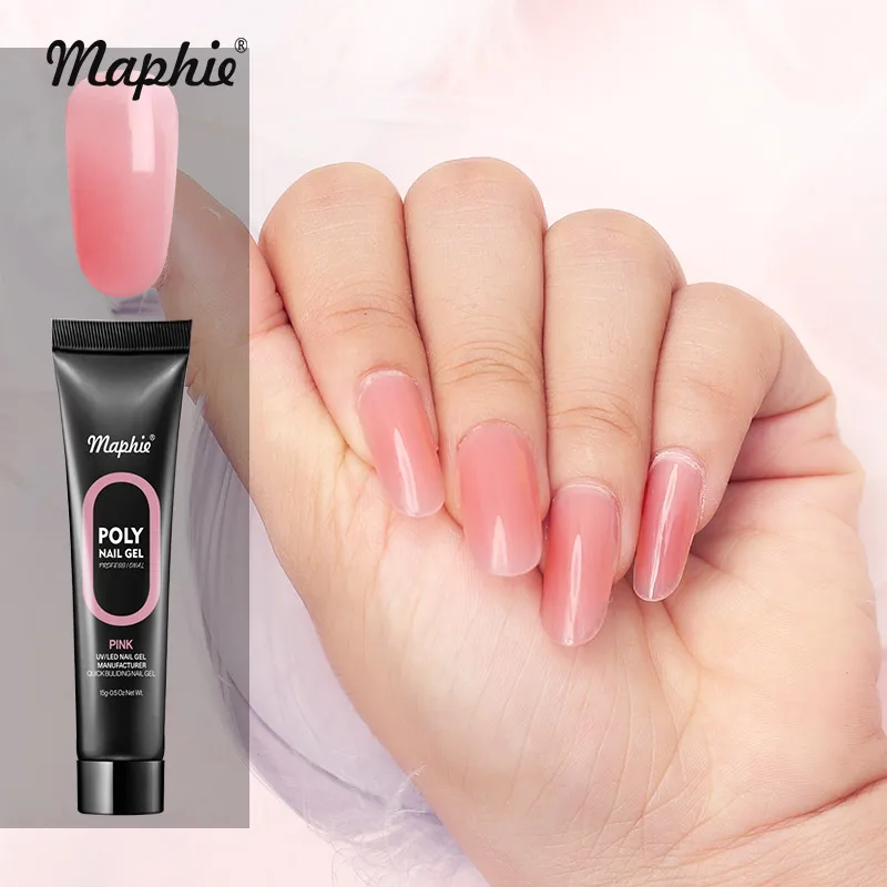 Maphie, 15 г, прозрачный удлиняющий УФ-гель для ногтей, розовый цвет, светодиодный Гель-лак для ногтей DIY, Полупостоянный гель для ногтей - Цвет: 004
