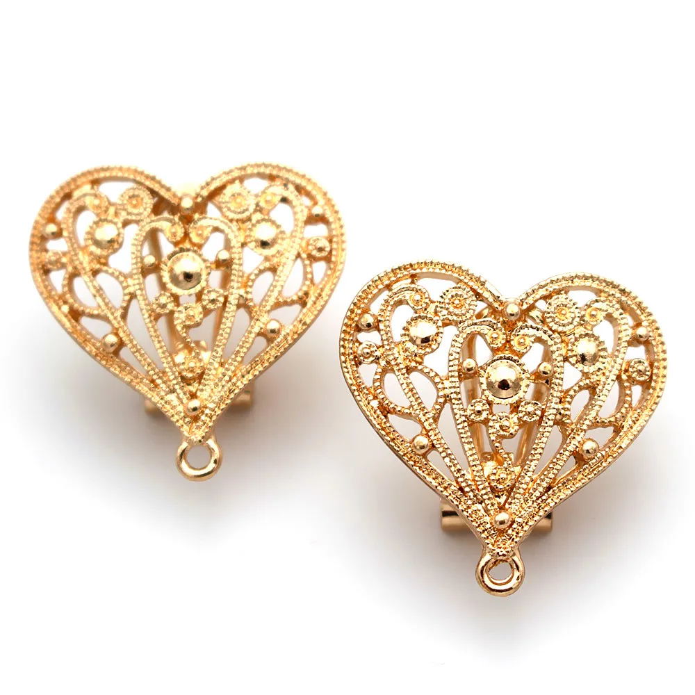 Дубаи серьги с петлей коннектор филигрань сердце базовые заготовки сделай сам
