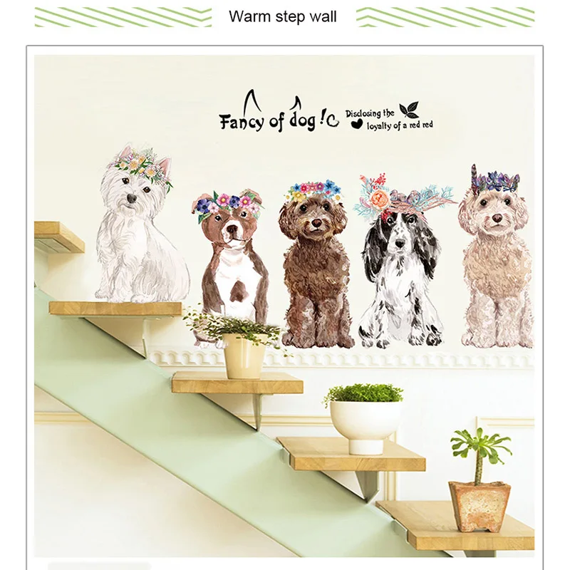 YEARNUO Cute Dog Wall Sticker for Kids Room Decals Home Decoration On the PVC Material To Beautify and Decorate | Дом и сад