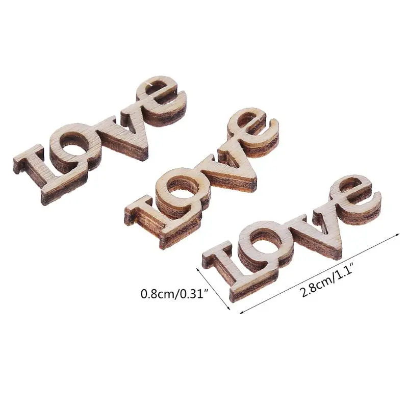 100 шт. лазерная резка деревянные украшения любовь буквы форма рукоделие
