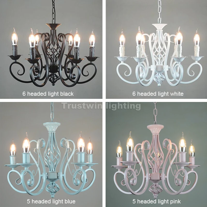 Винтажная железная светодиодная Люстра для фойе гостиной 3 5 6 лампочек черная