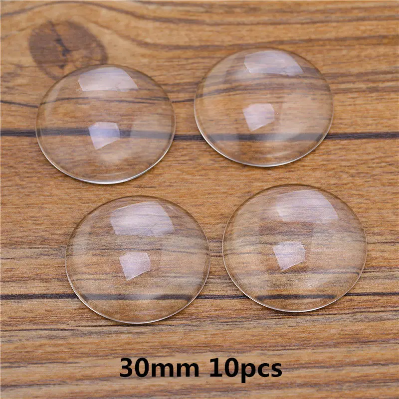 30mm 10pcs Лидер продаж 8/10/12/14/16/18/20/25/30/35/42mm круглый плоский прозрачный ясный Стекло Кабошон-Камея ювелирные изделия для кулон ожерелье "сделай сам" для изготовления ювелирных изделий - Цвет: 30mm 10pcs