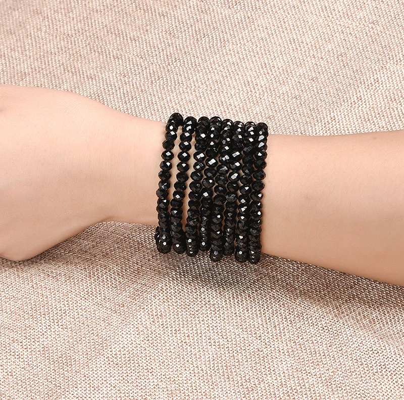 Черный браслет блестящий DIY может быть изготовлен свободно по разному 4*6 мм