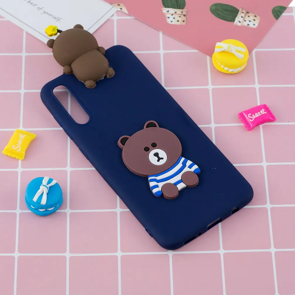 Силиконовый чехол для Samsung Galaxy A50 мягкий ТПУ 3D милый с рисунком единорога медведя