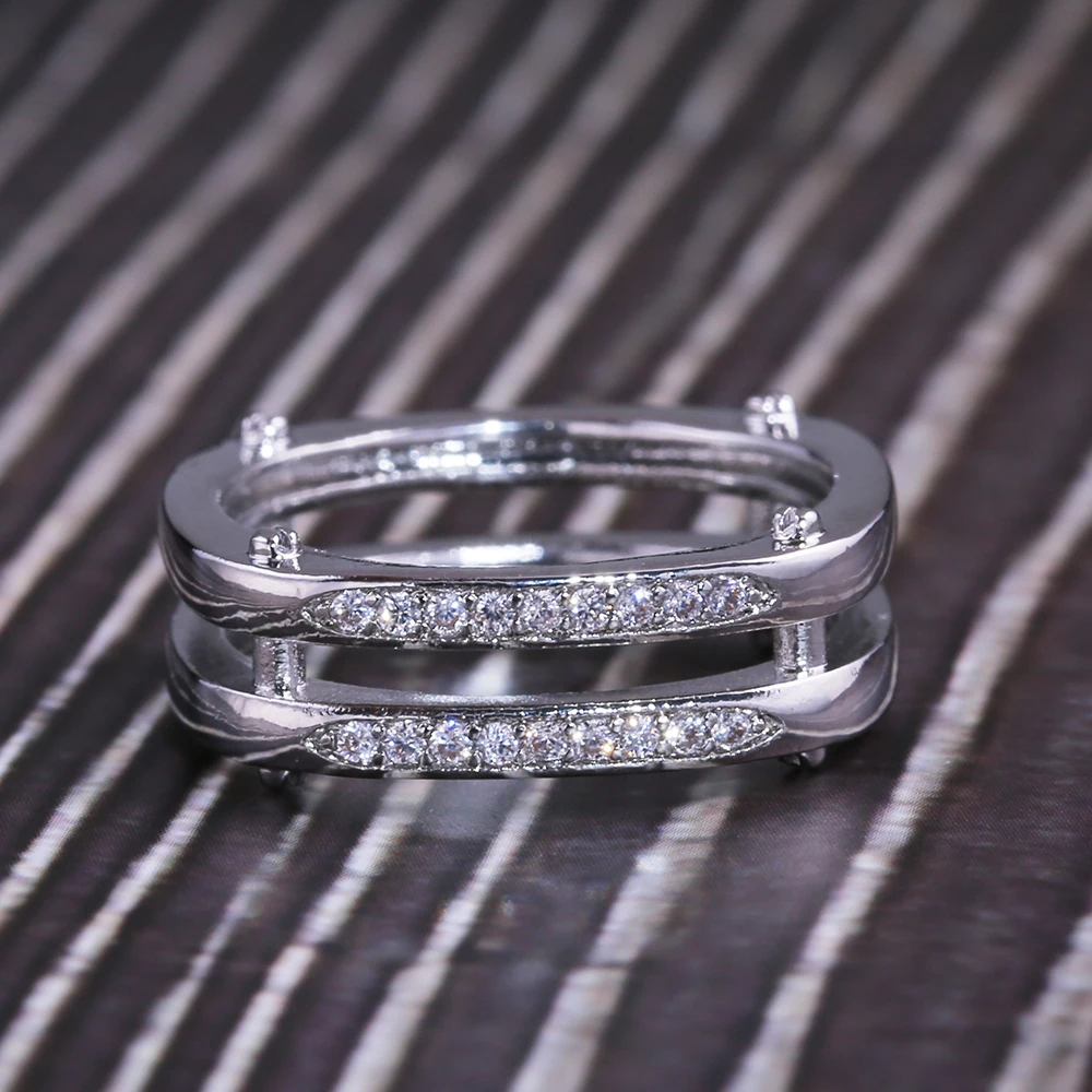 Huitan Punk Stylish Geometric Ring Geometric Luxury Silver Gold Color With Tiny Zircon Stone Hiphop Roxk&Roll Finger Ring Band