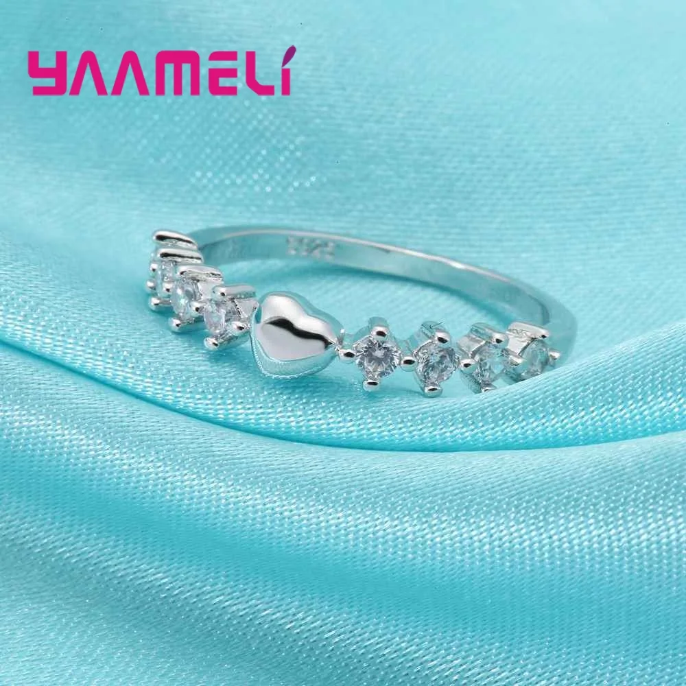 Женское кольцо с кристаллом в виде сердца из серебра 925 пробы|promise ring|cubic zirconiaring ring