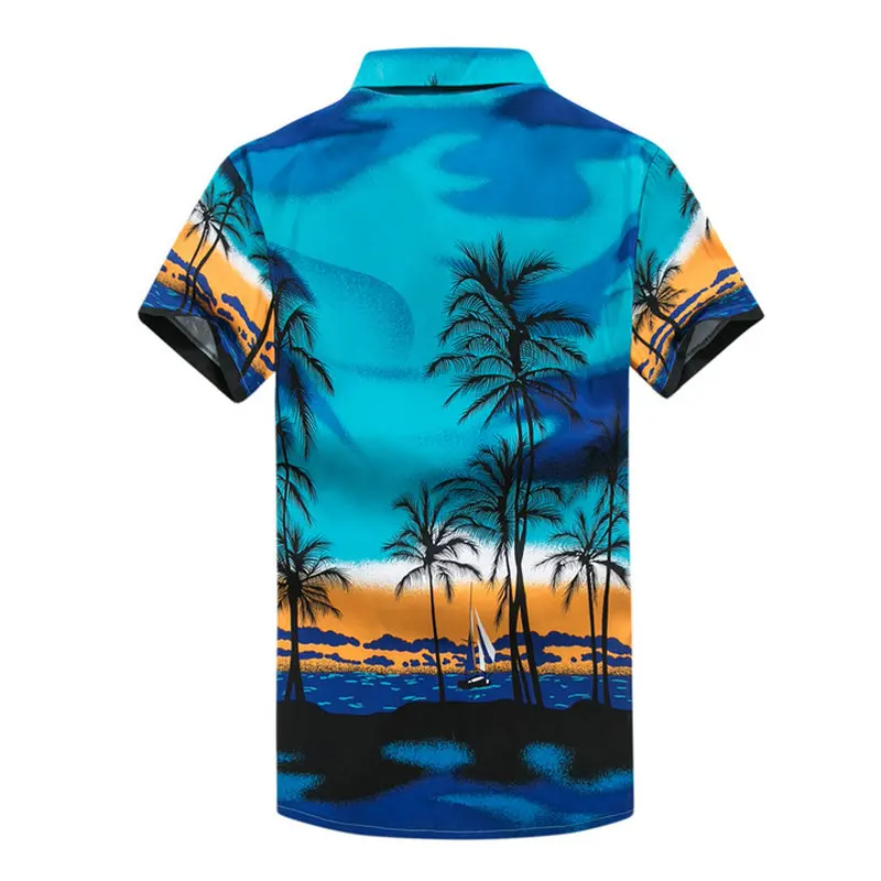Мужская пляжная рубашка Aloha гавайская мужские рубашки с коротким рукавом и
