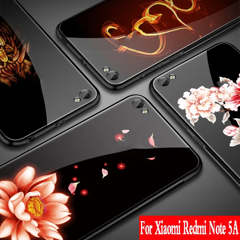 Роскошный для Xiaomi Redmi Примечание 5A чехол из закаленного стекла с твердым мягким краем для телефона для Xiaomi Redmi Примечание 5A силиконовый чехол 3d 5,5