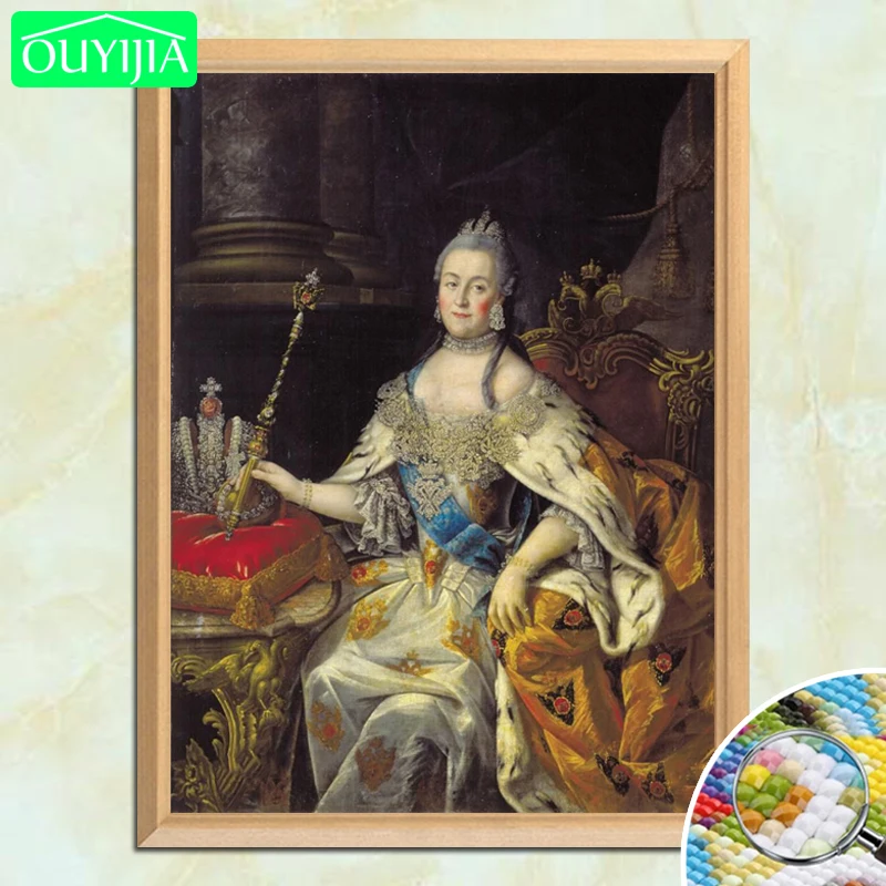 Tsarina Catherine II Scepter And Crown 5D DIY Алмазная картина полностью квадратная вышивка Мозаика