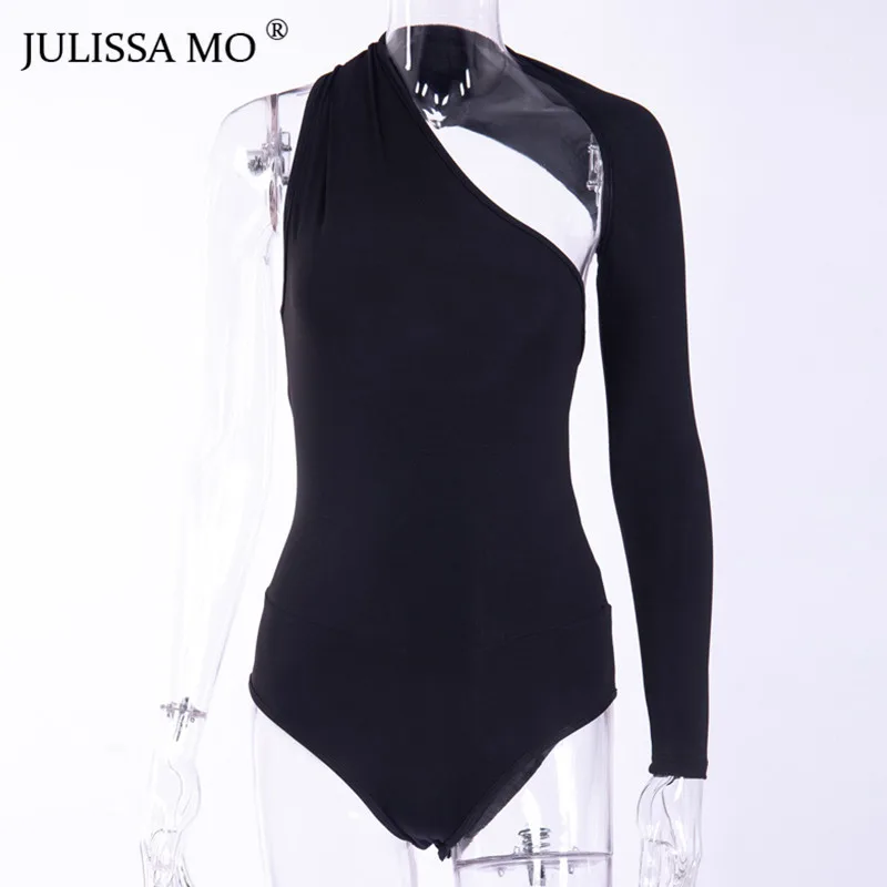 Julissa mo, Одноцветный, на одно плечо, с открытой спиной, сексуальный боди, женские топы, осень, выдалбливают, с длинным рукавом, повседневный комбинезон, женские Комбинезоны s