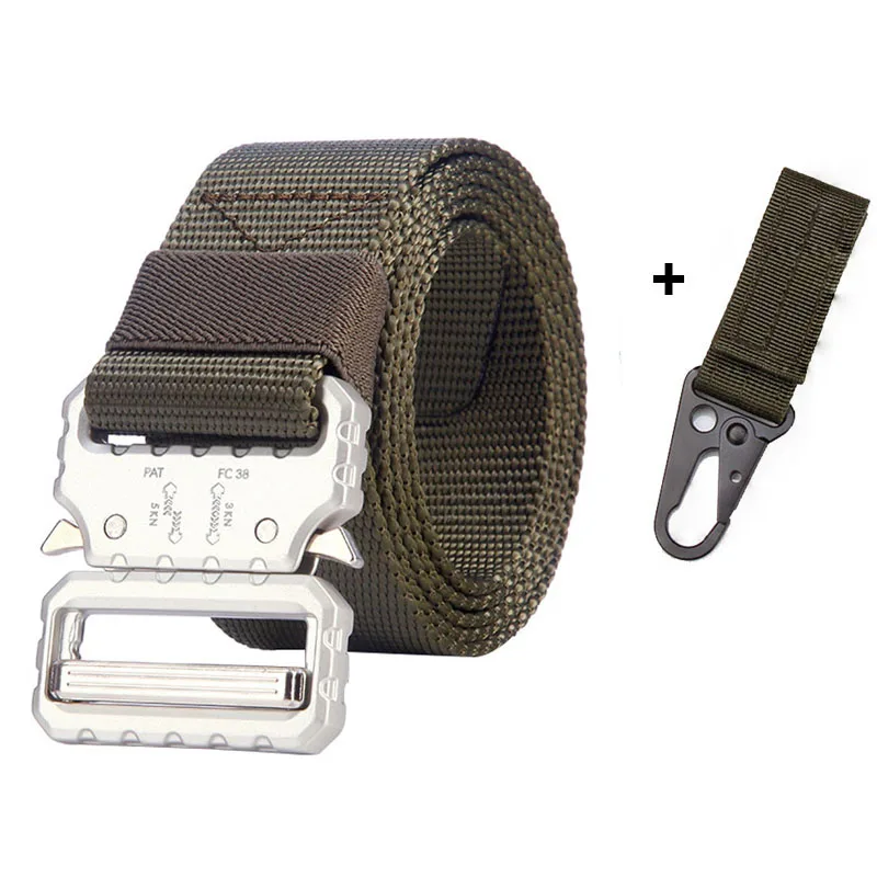 belt and 1 hook Тактический ремень с металлической пряжкой нейлоновый ремень армейский мужской сверхмощный военный ремень регулируемые уличные боевые тренировочные принадлежности для охоты - Цвет: belt and 1 hook