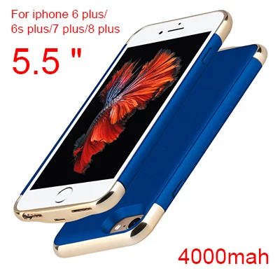 Зарядное устройство для iPhone 8 7 6 6s Plus зарядное устройство Powerbank ультра тонкий внешний чехол для телефона для iPhone 6, 6 S 7 8 X XS - Цвет: Blue 6P 6sP 7P 8P