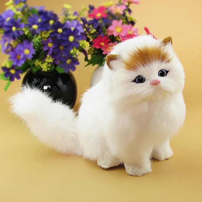Модель кошки 17x14 см с желтой головой белая кошка miaow со звуком украшение подарок