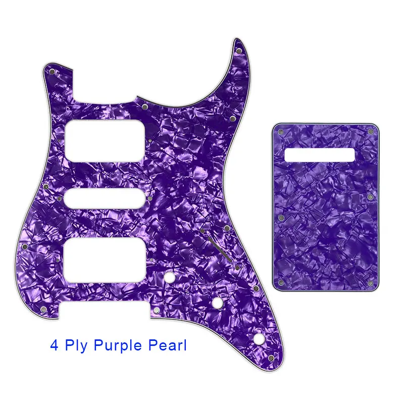 4 ply purple pearl Pleroo гитарные аксессуары 11 винтовое отверстие накладка с задней пластиной для Fender Stratocaster standard ST HSH гитарная пластина для царапин - Цвет: 4 ply purple pearl