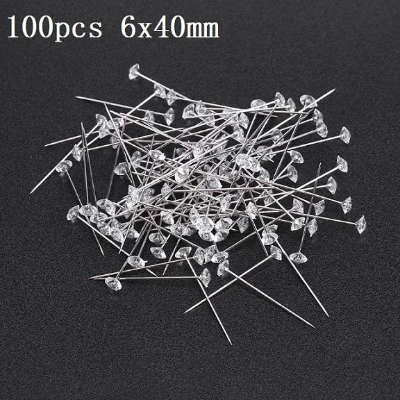 100pcs 6x40mm 100 шт Стразы, швейные булавки, швейные иглы булавки для корсажей, свадебный букет, булавки, Швейные аксессуары 6*40 мм - Цвет: 100pcs 6x40mm