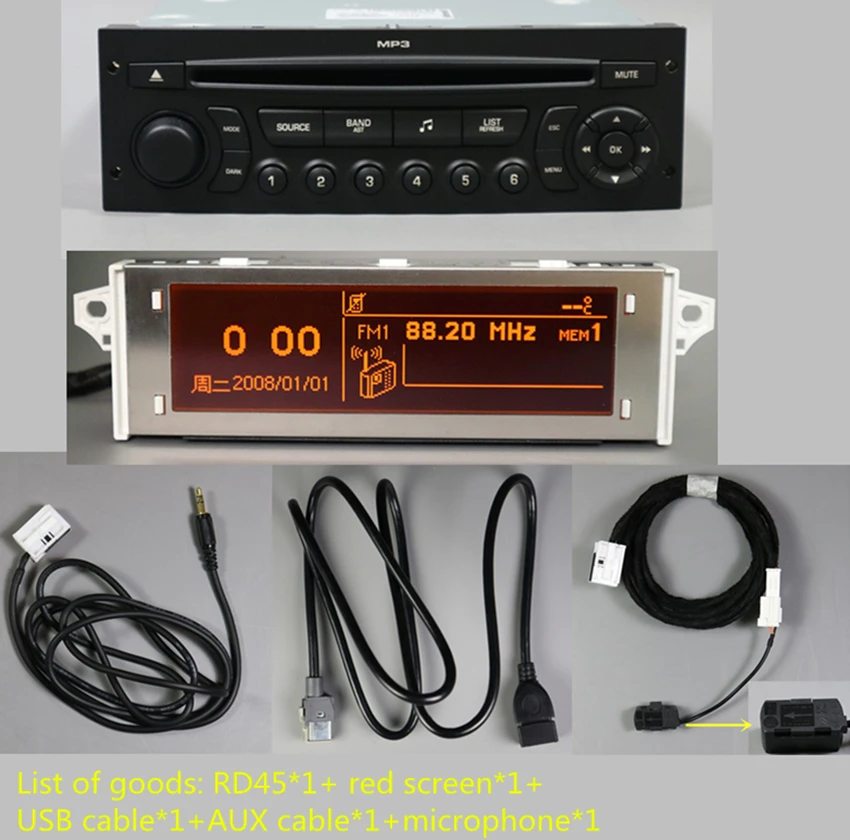 Оригинальное RD45 автомобильное радио USB AUX Bluetooth для peugeot 207 206 307 для Citroen C3 C4 C5 CD проигрыватель обновление RD4 CD аудио автомобиля