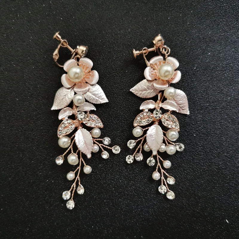 SLBRIDAL, Стразы ручной работы, кристаллы, жемчужные клипсы на/ушной штифт, свадебные висячие серьги, свадебная люстра, серьги, Женские Ювелирные изделия