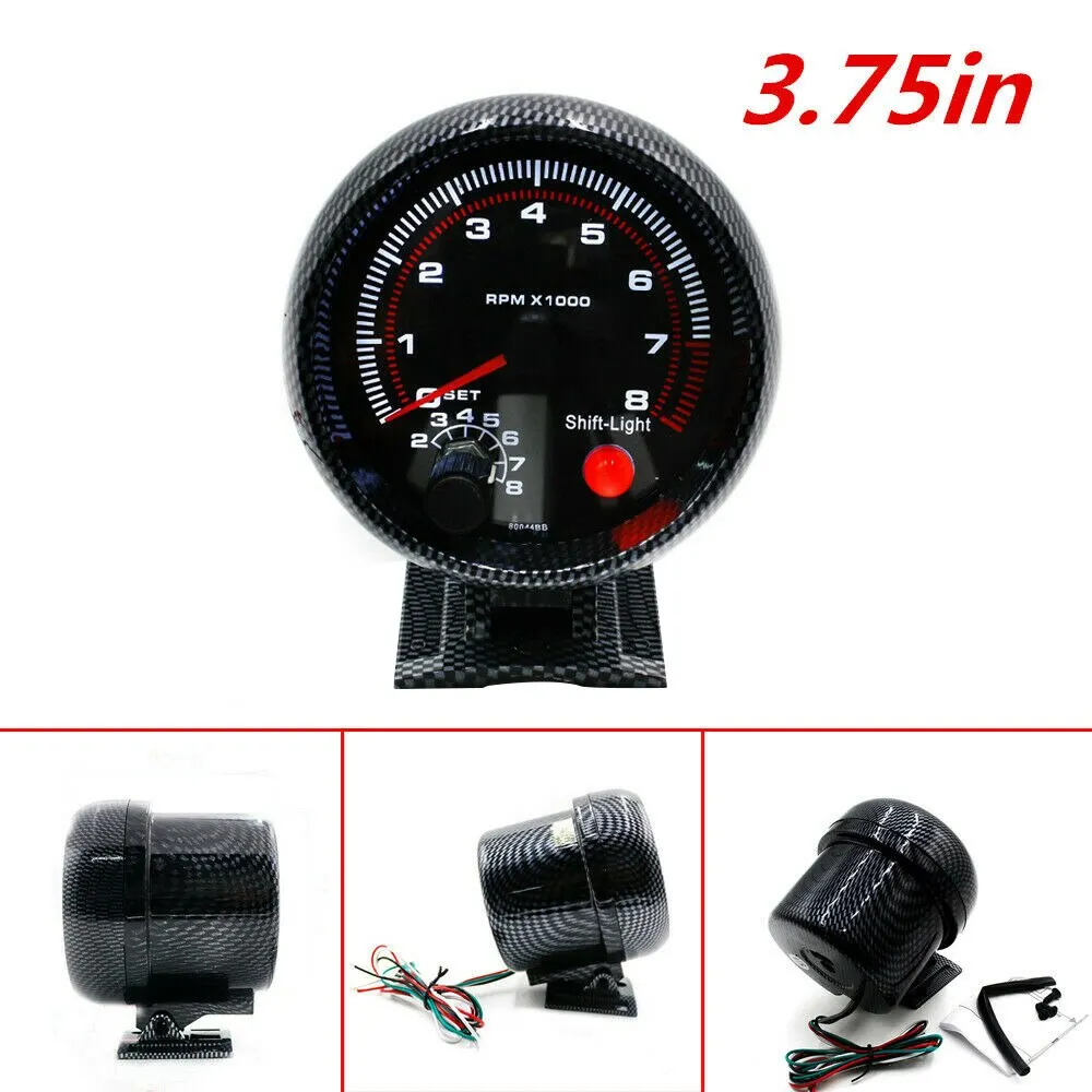 12V автомобиль углеродного волокна 3 75 &quotтахометр измеритель частоты вращения с 7