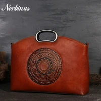 norbinus 2019 women genuine leather handbags luxury brand ladies cow leather totes big capacity manual painting shoulder bags