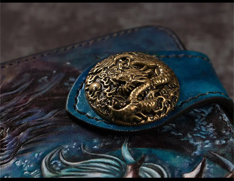 

Handmade Wallets Carving Underworld Mythical Purses This wallet is for display only, not for sale temporarily