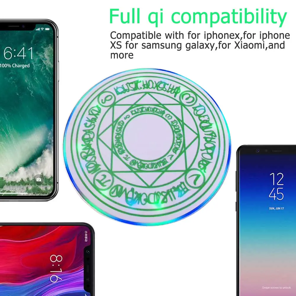 4 Colors Mini Glowing Magic Array Wireless Charger Universal Qi Fast Charge Stand Pad for iPhone Samsung Huawei | Электроника