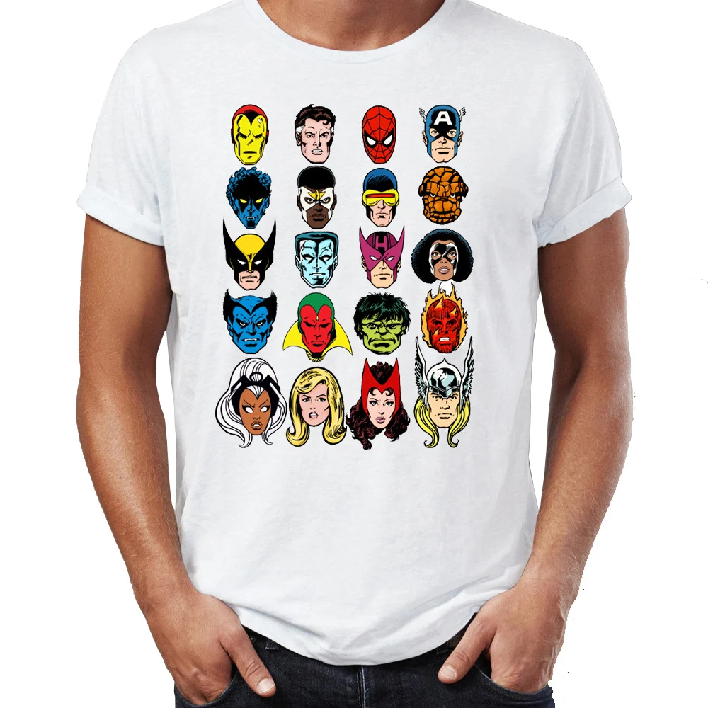 Мужская футболка 80s Comic Book X Men Wolverine Dark Phoenix Scarlet Witch Vision Magneto с принтом|Мужские