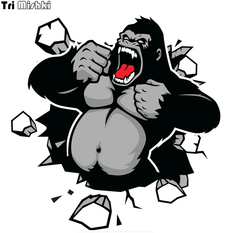 Tri Mishki WCS110 14*14 5 см злой gorilla breaking стены забавная наклейка для автомобилей