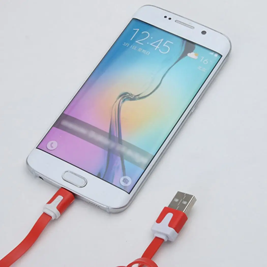 Плоский Лапша Быстрый зарядный кабель USB для передачи данных случайный Android