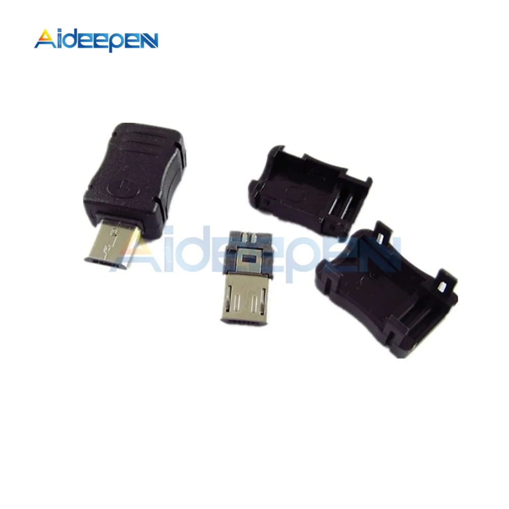 10 шт./лот 5-контактный разъем микро-Usb с пластиковым корпусом и штекером для