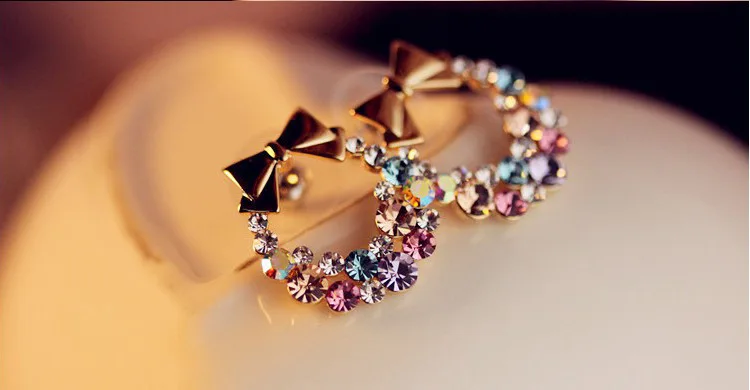 Женские Элегантные клипсы с бантом для проколотых ушей серьги цветными ушками|ear