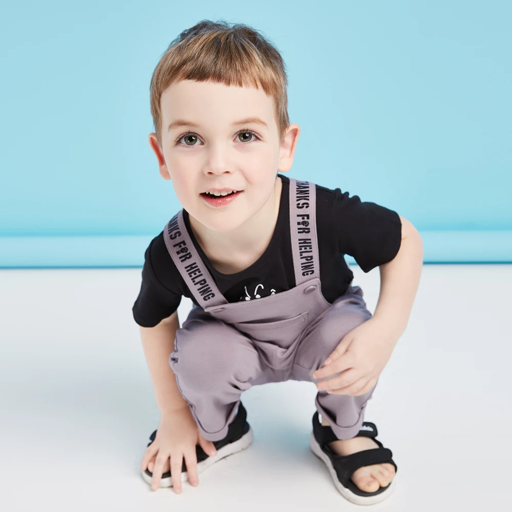 Balabala Summer Cotton Children Boy Clothes set 2018 New Sets Kids Short Sleeves T-Shirt +overalls 2pcs Toddler sets Clothing |