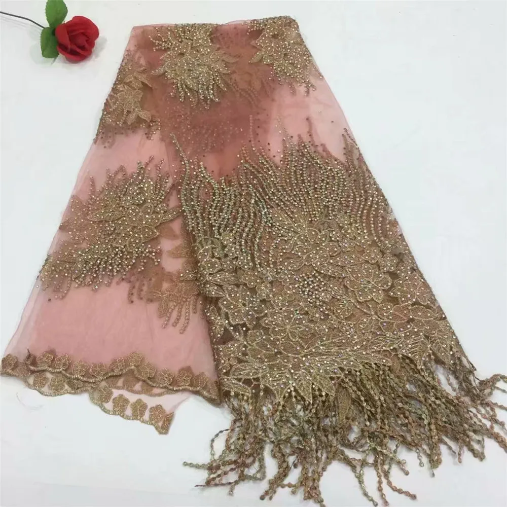 Pink lace African Tulle Lace Fabric 2018 French High Quality With Stones Nigerian Embroidery Mesh H472-1 | Дом и сад