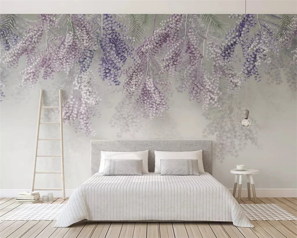

beibehang Fashion stereo wallpaper new small fresh lavender fruit 3d stereo TV background papel de parede wall papers home decor