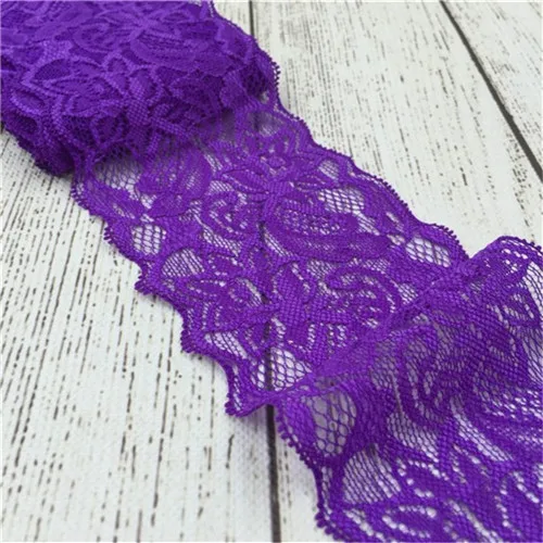 2Yards 8cm width 23colors Elastic Lace Fabric DIY Crafts Sewing Suppies Decoration Accessories For Garments Elastic Lace Trim - Цвет: Фиолетовый
