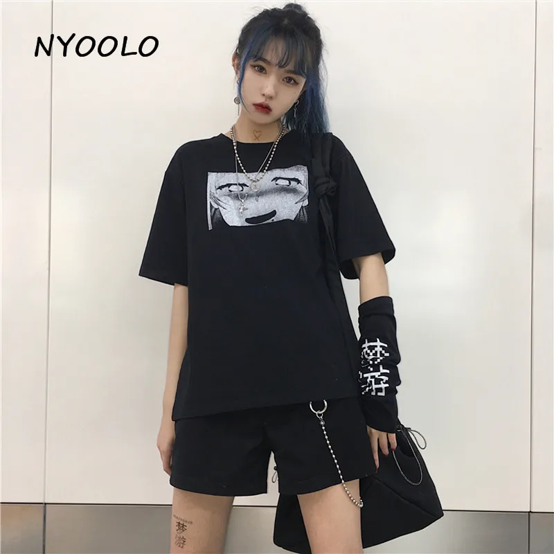NYOOLO/Новинка Дизайнерская футболка для сна с принтом в виде робота и букв Летняя