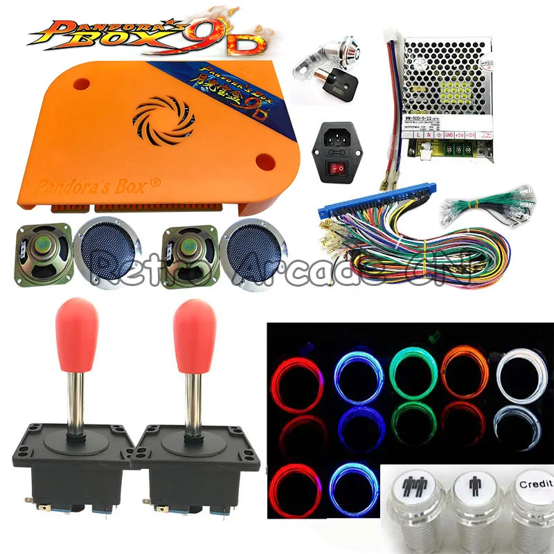 Аркадная игра DIY kit Pandora Box 9d Jamma board 2222 в 1 с блоком питания светодиодный джойстик